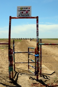 The entrance at Cadillac Ranch, Route 66, Amarillo, Texas